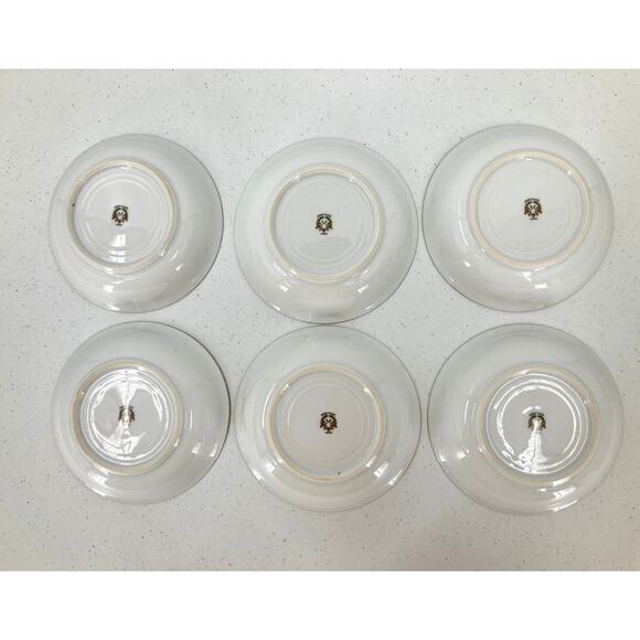 Vintage Noritake 6 Set Green Cream Gold Trim Floral Pattern Dessert Fruit Bowls - Picture 3 of 7